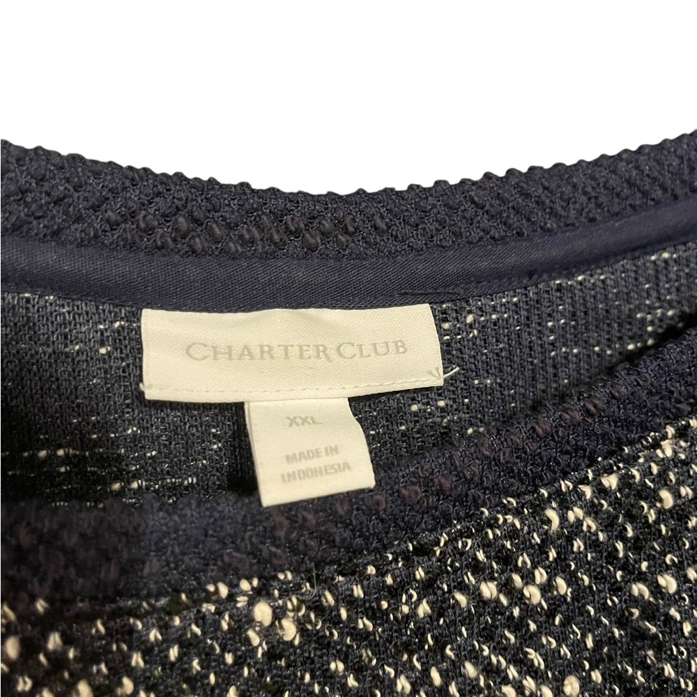 Charter Club Navy Sweatshirt w/ Bow Sleeves - Picture 3 of 3